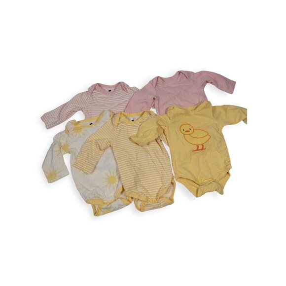Monica + Andy Baby Bodysuit 0-3 Months Set Of 5 Sun & Chick Design Unisex Animal - Picture 1 of 9